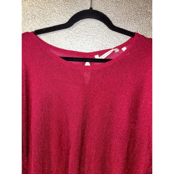 Soft Surroundings Red Metallic Cold Shoulder Sweater L NWT Holiday Festive - Picture 2 of 7